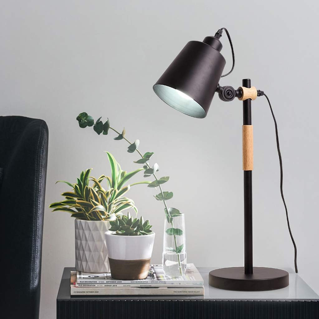 Modern Nordic Wood & Metal Study Lamp With Black Base