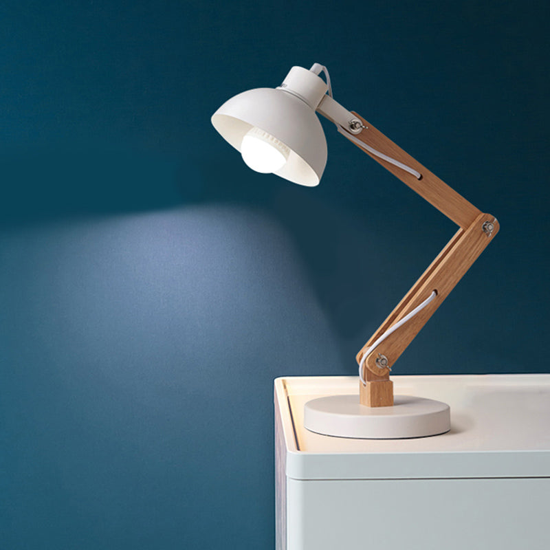 Modern White Study Lamp With Metal Base