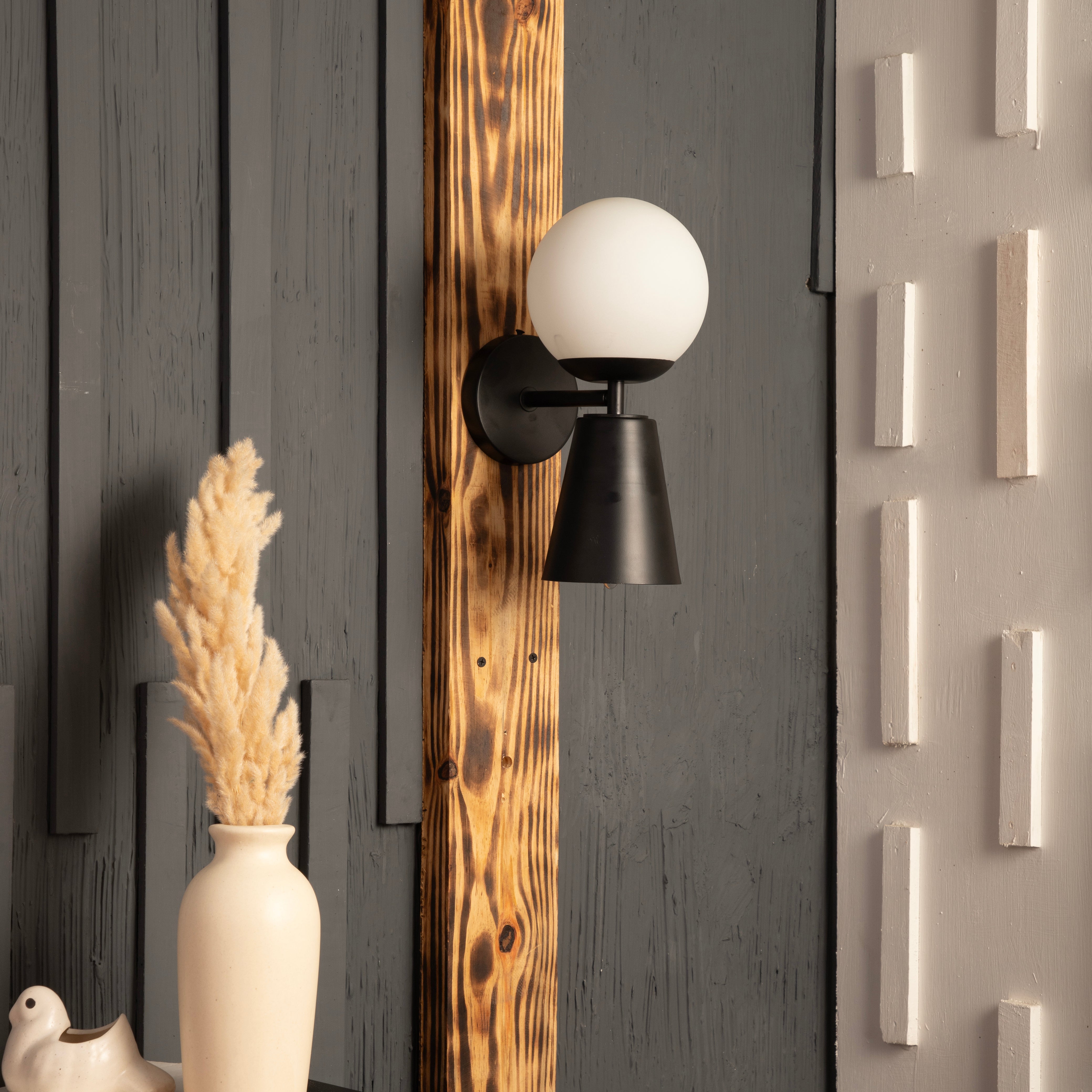 Mid Century Globe Black Wall Light By Shoppeefry