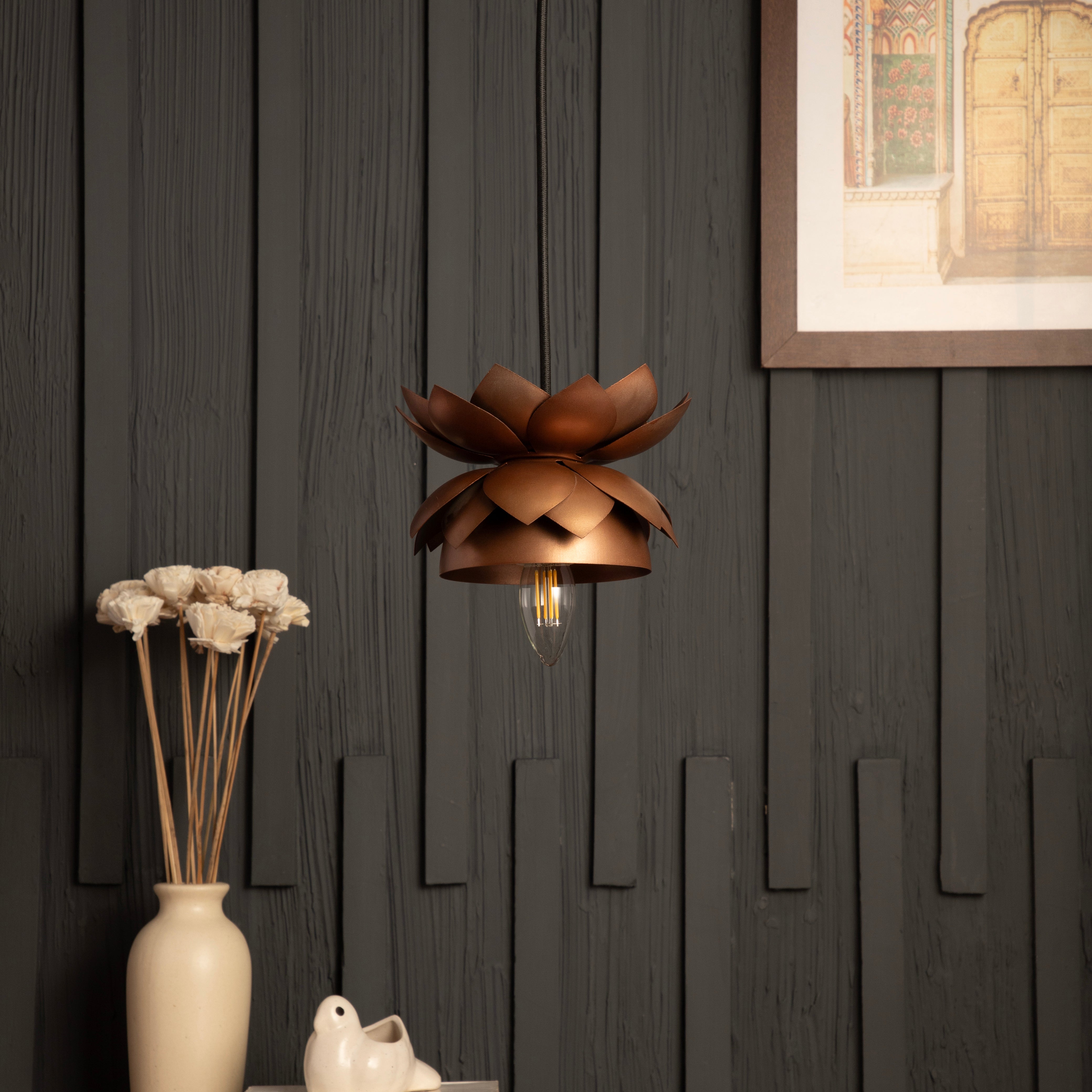 Lotus Copper Pendant Light  By Shoppeefry