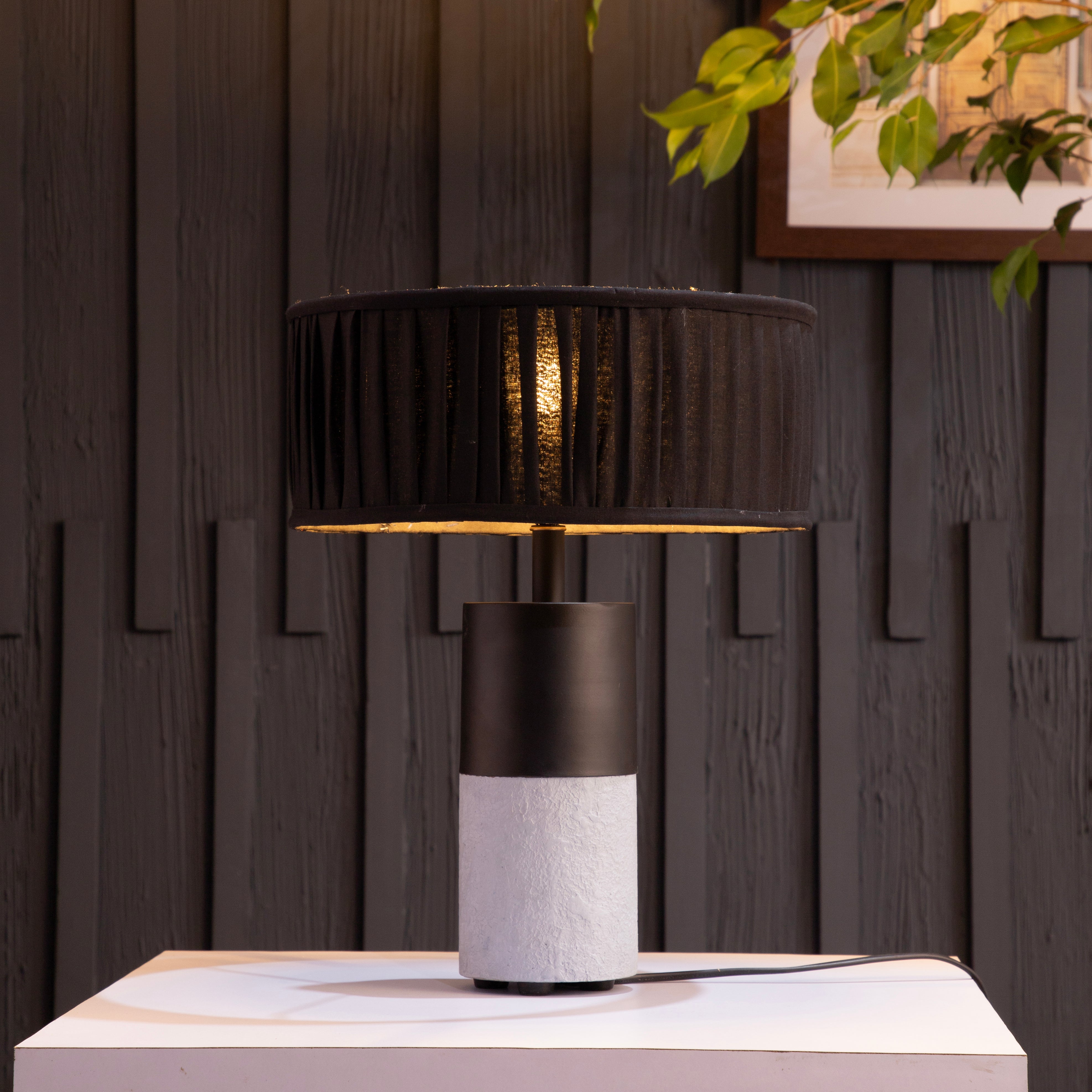 Concrete Drum Table Lamp By Shoppeefry