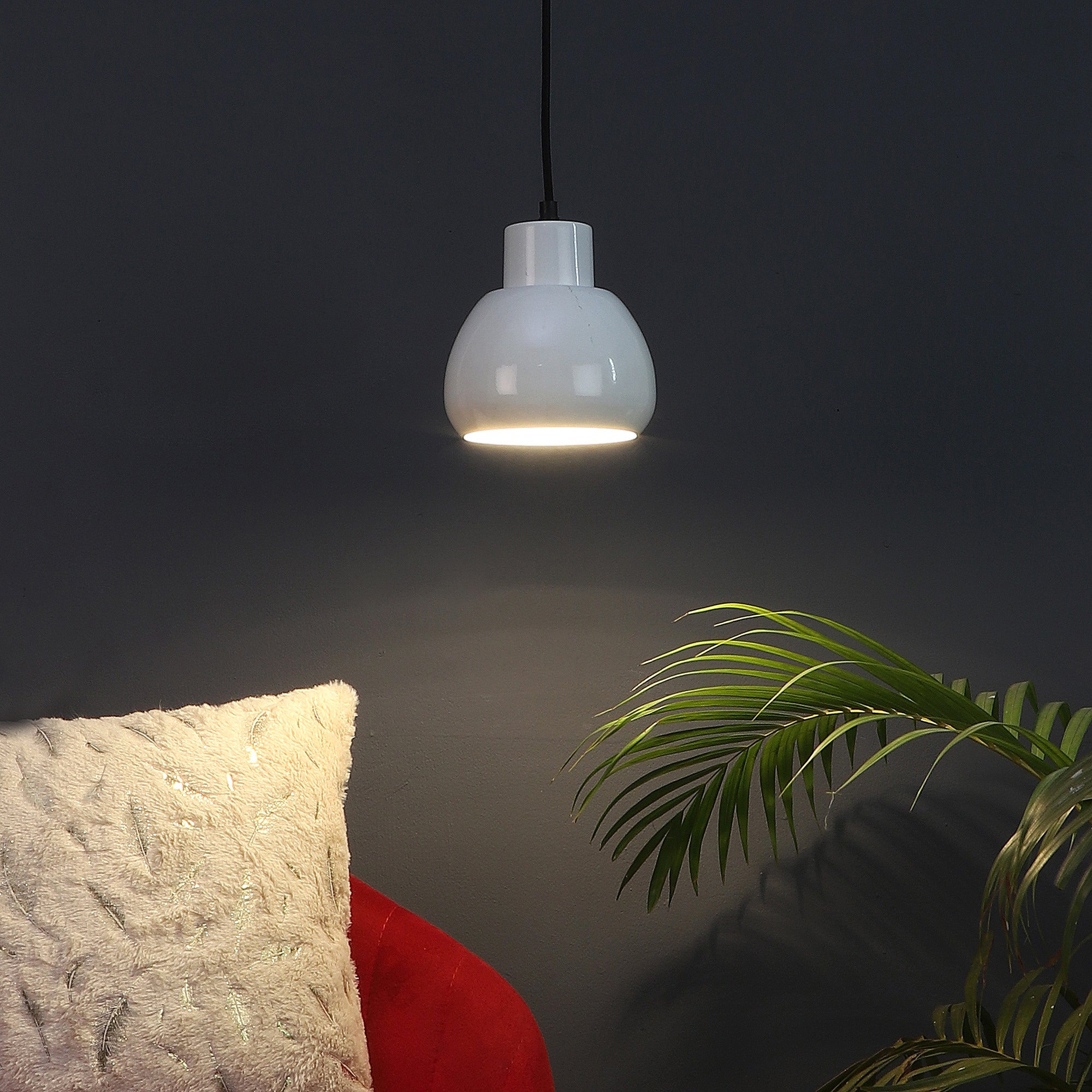 Apple White Metal Hanging Light