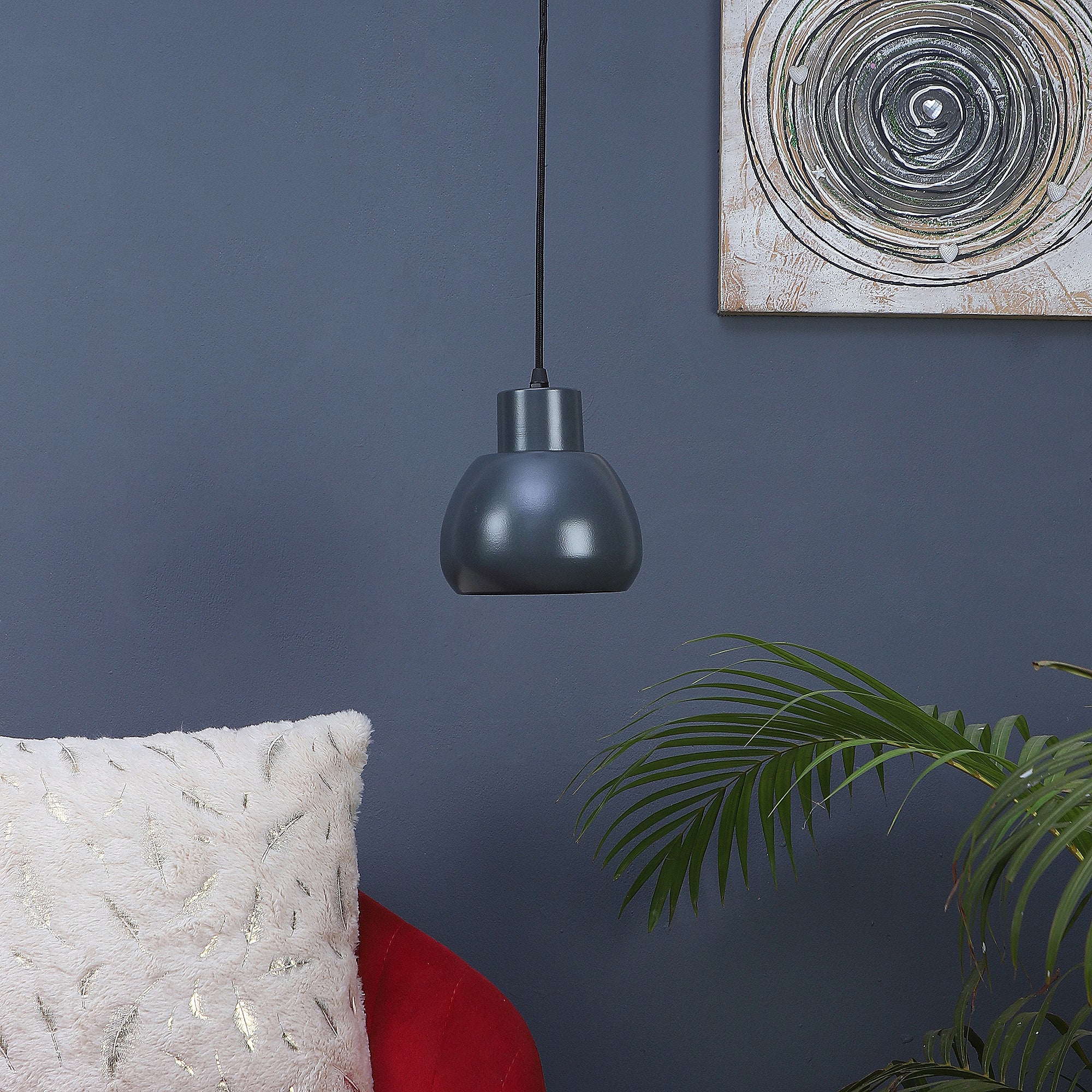 Apple Grey Metal Hanging Light