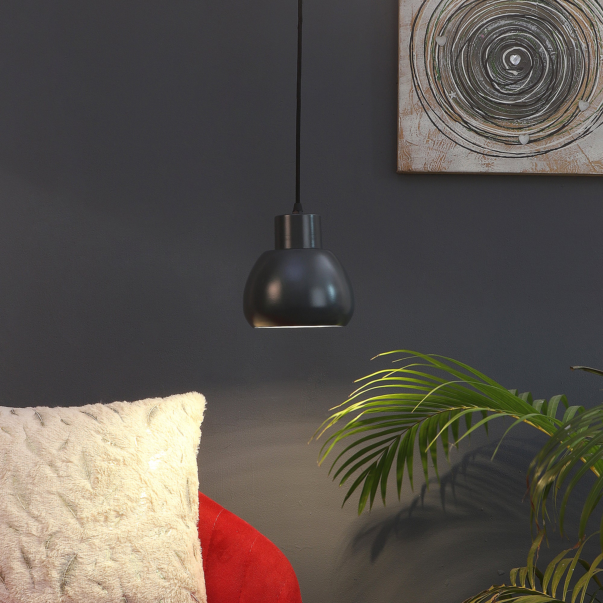 Apple Grey Metal Hanging Light