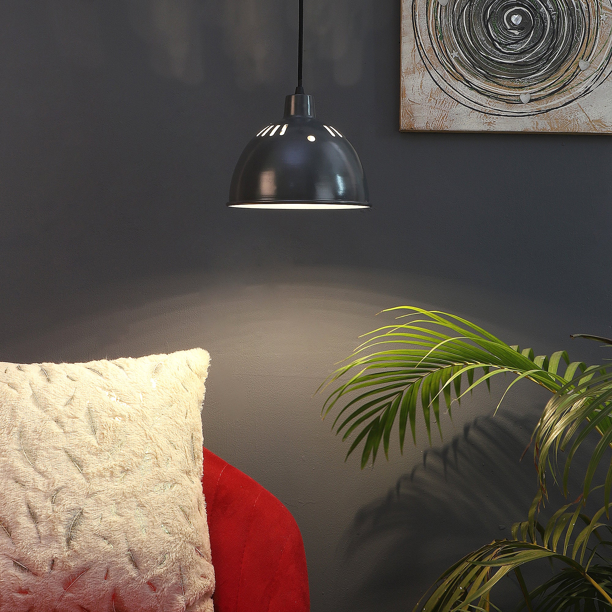 White Grey Metal Hanging Light