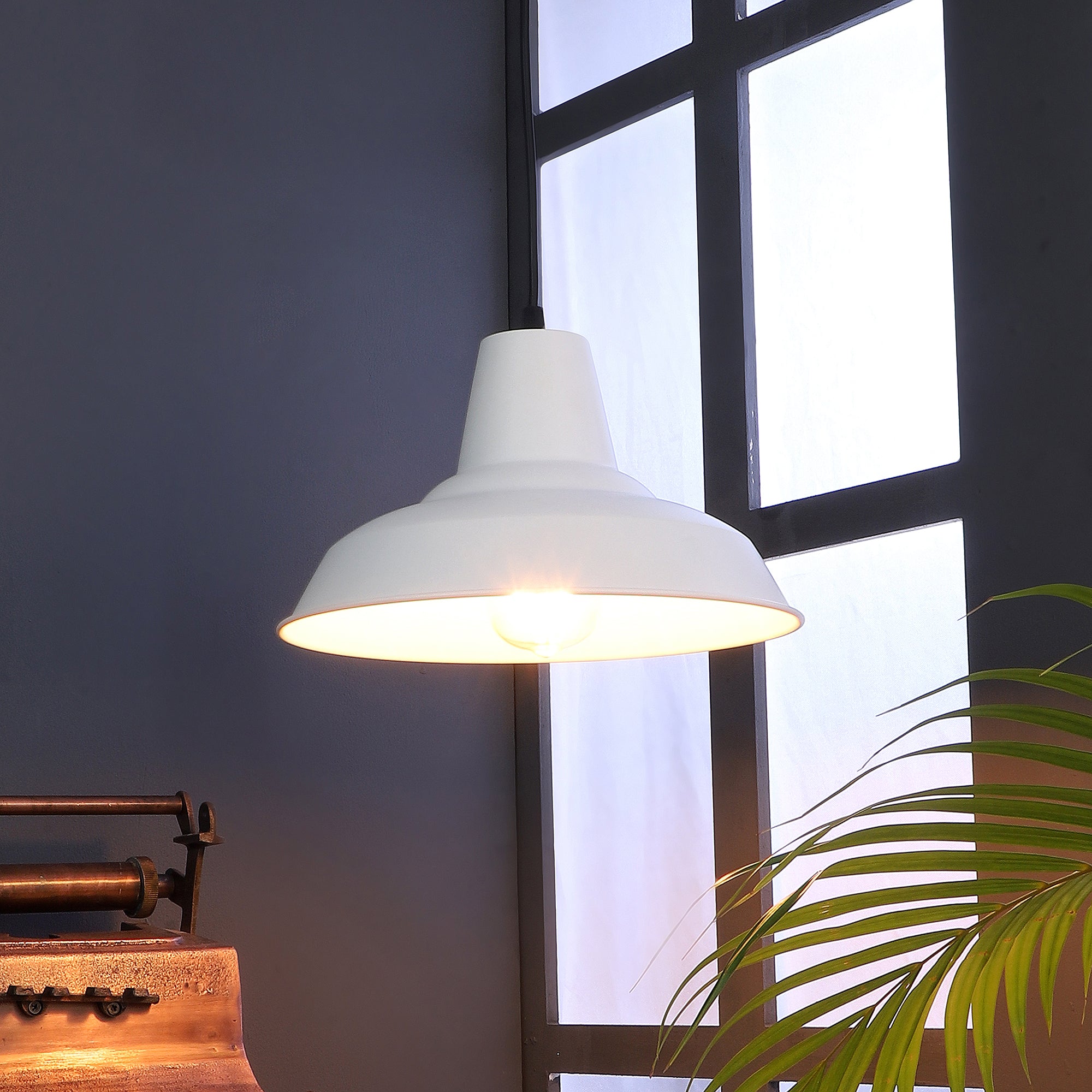 Opi Minimal Pastel White Metal Single Hanging Light