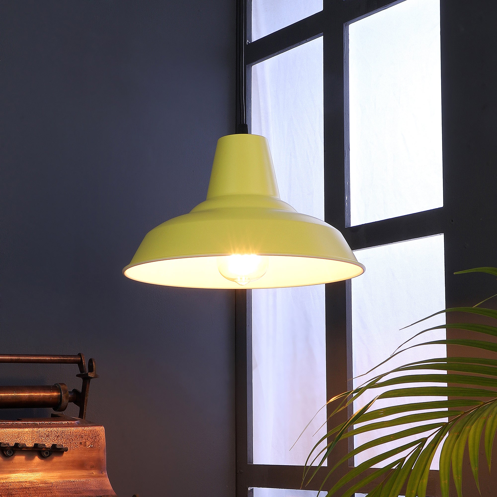 Opi Minimal Pastel Yellow Metal Single Hanging Light