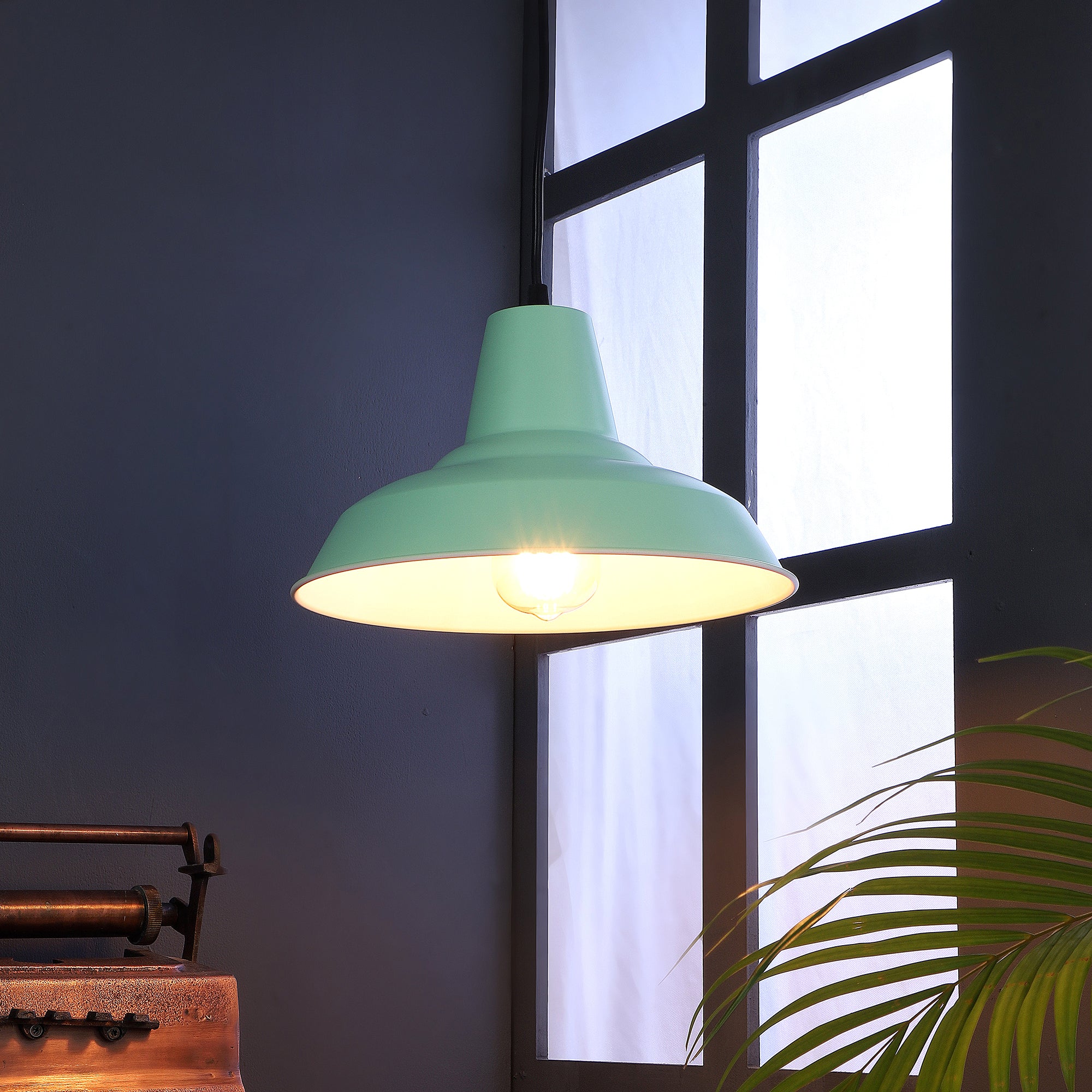 Opi Minimal Pastel Green Metal Single Hanging Light