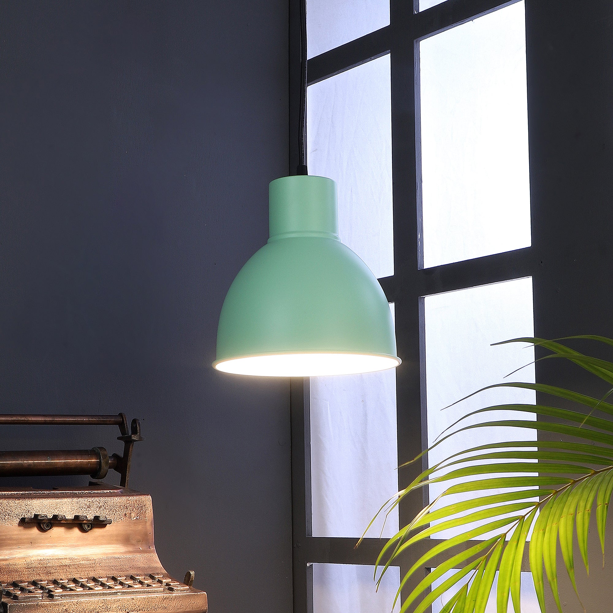 Opi Minimal Pastel Green Metal Single Hanging Light