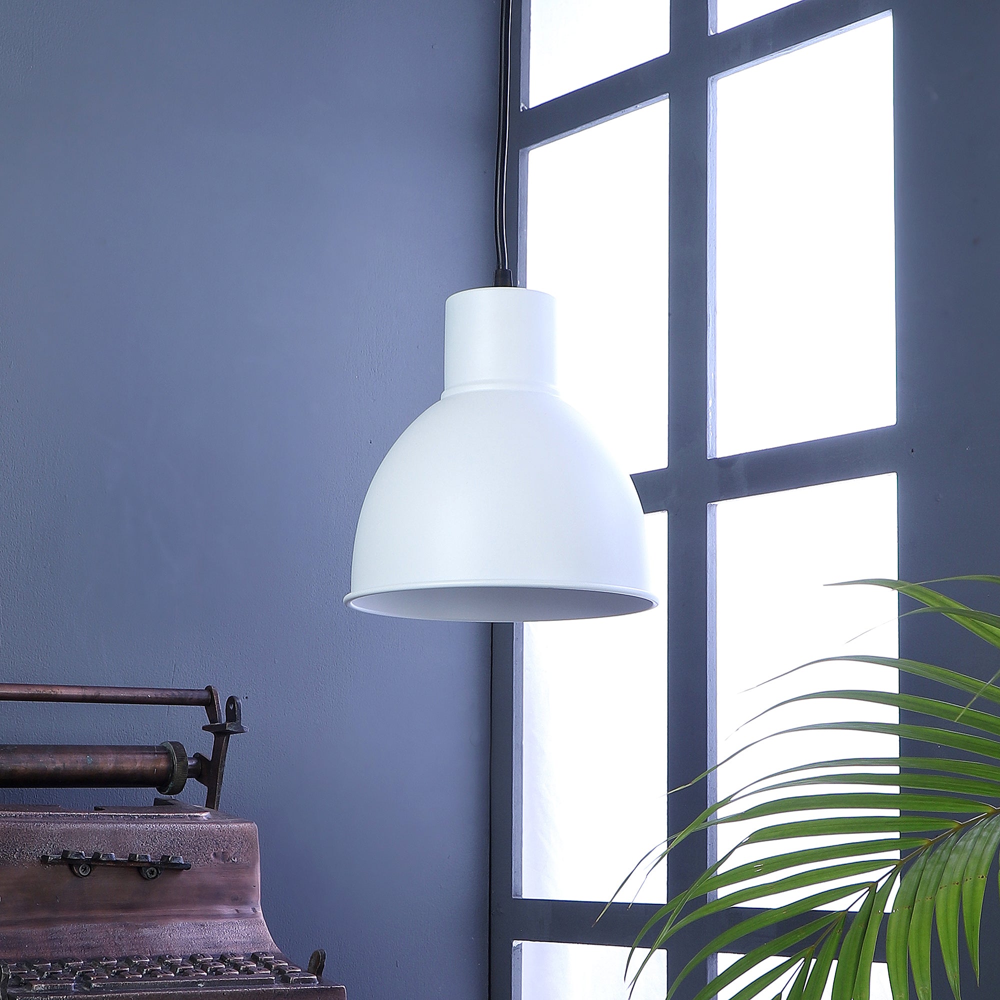 Opi Minimal Pastel White Metal Single Hanging Light