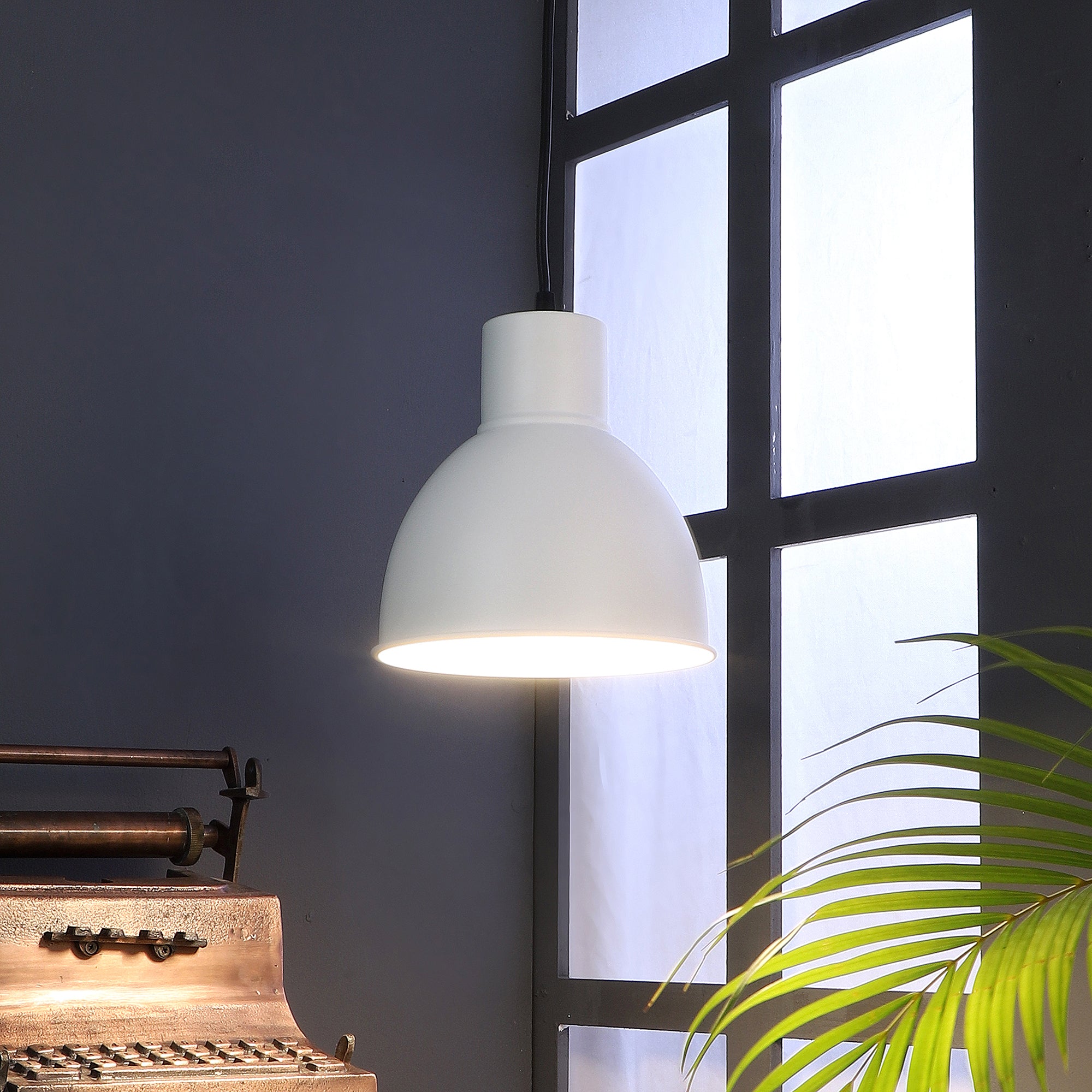 Opi Minimal Pastel White Metal Single Hanging Light