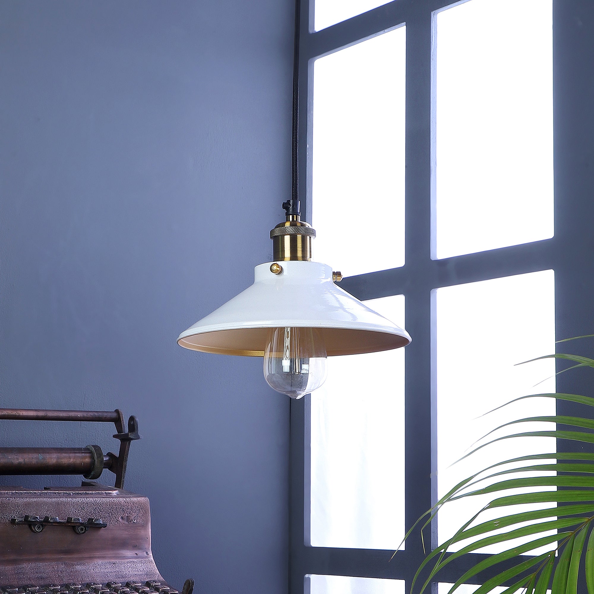 Nora White Metal Single Hanging Light
