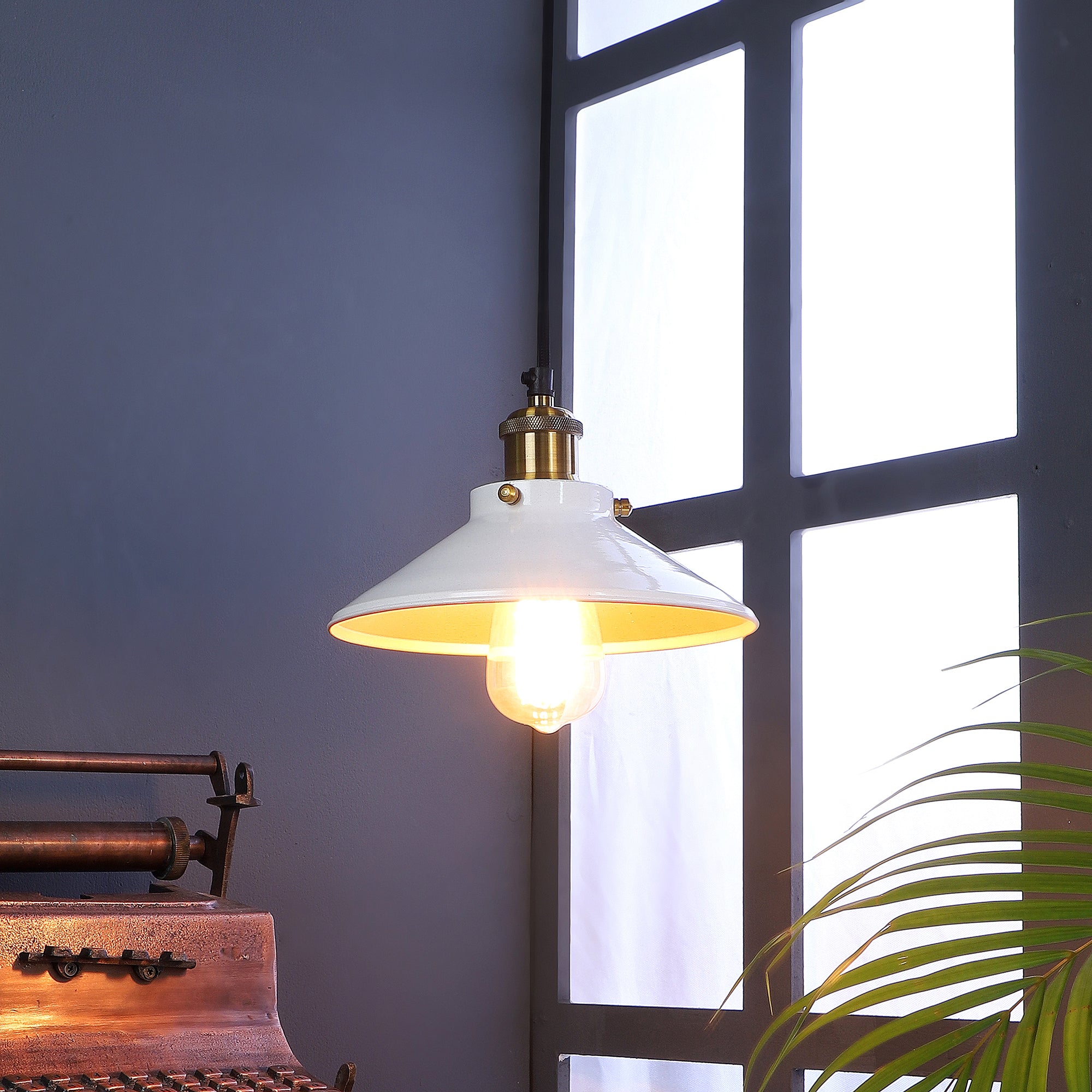Nora White Metal Single Hanging Light
