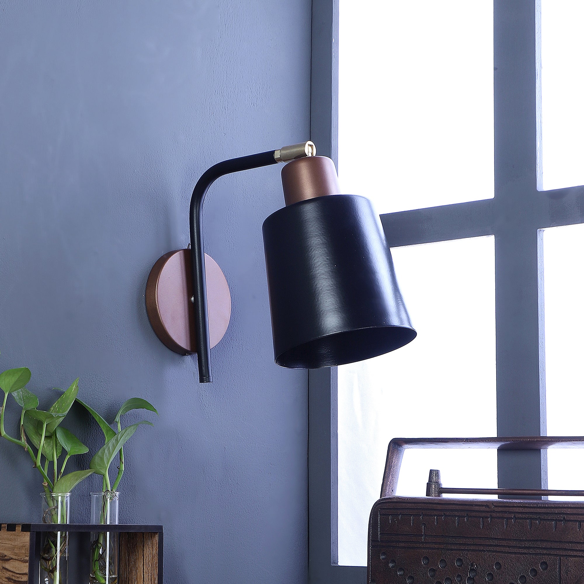 Two-Way Black Metal Wall Light