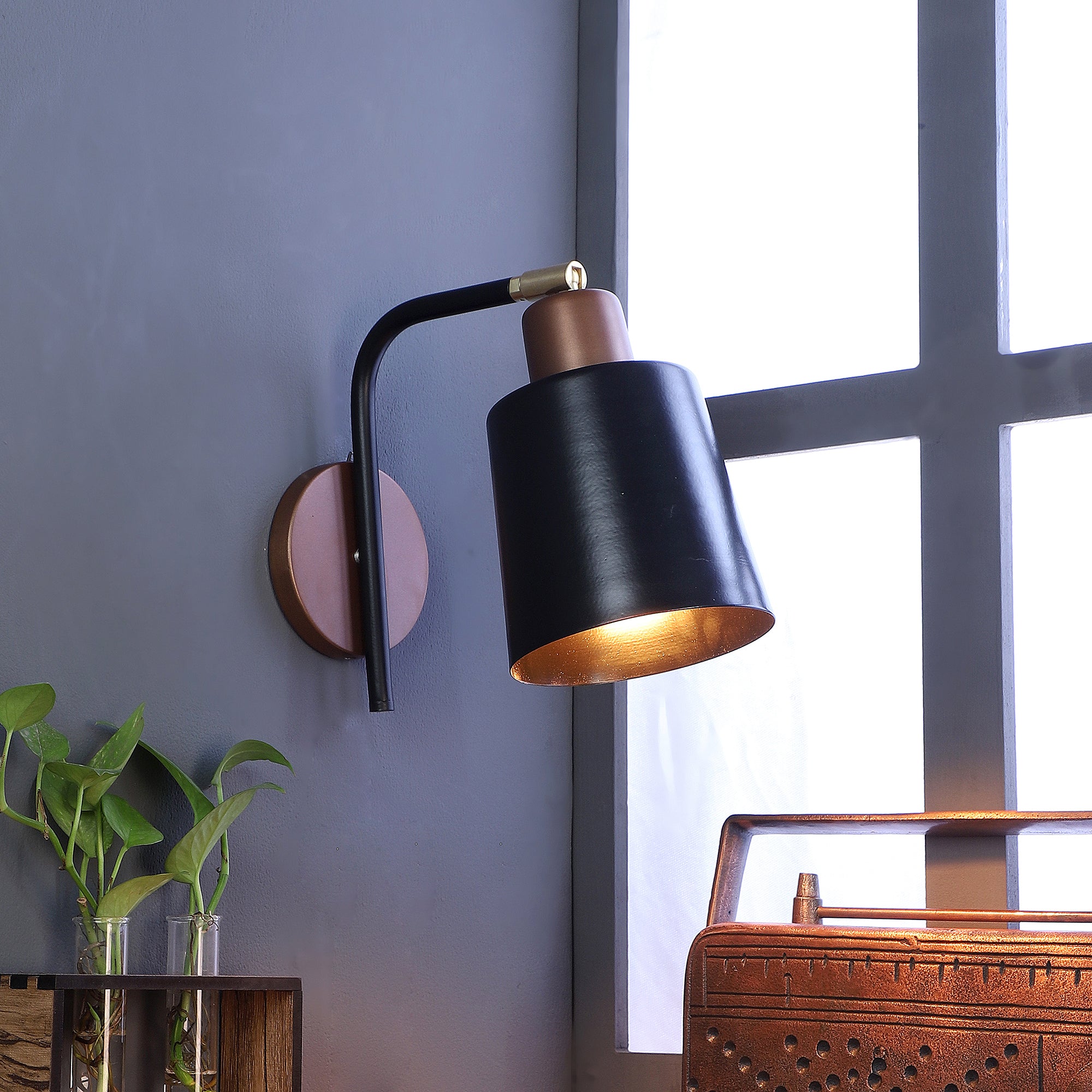 Two-Way Black Metal Wall Light