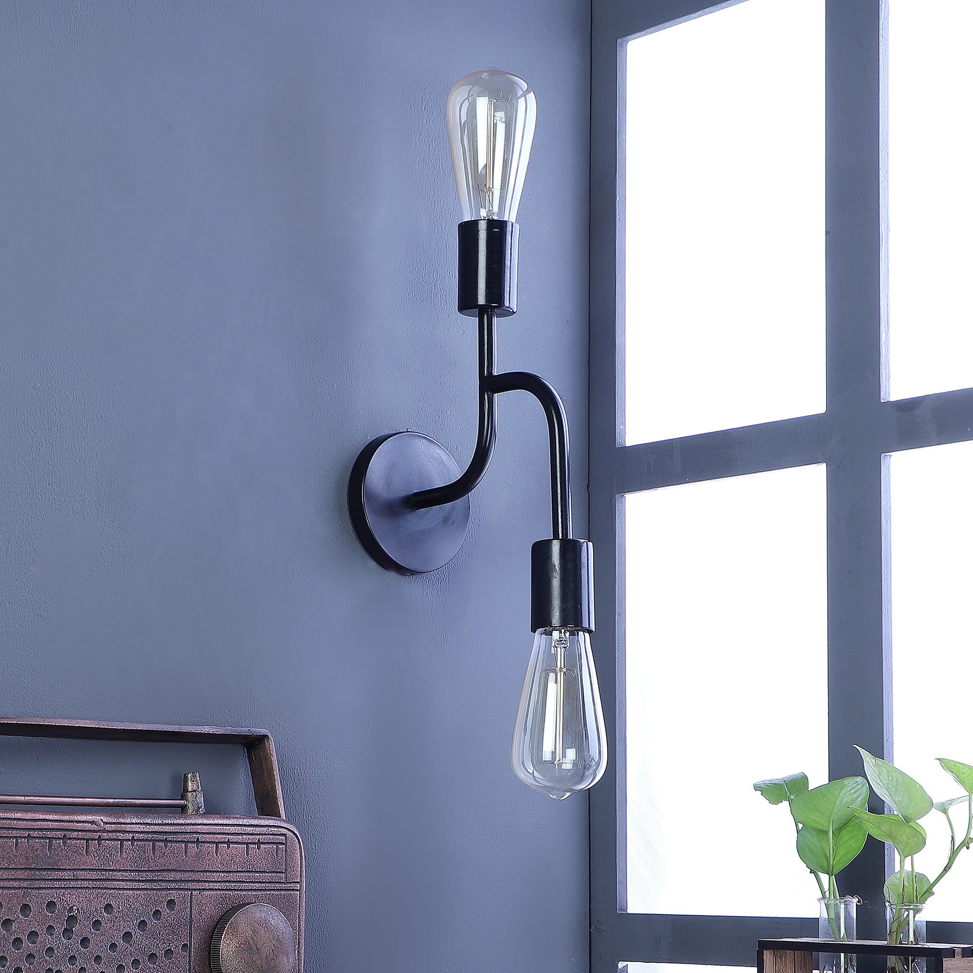 Flute Black Metal Wall Light
