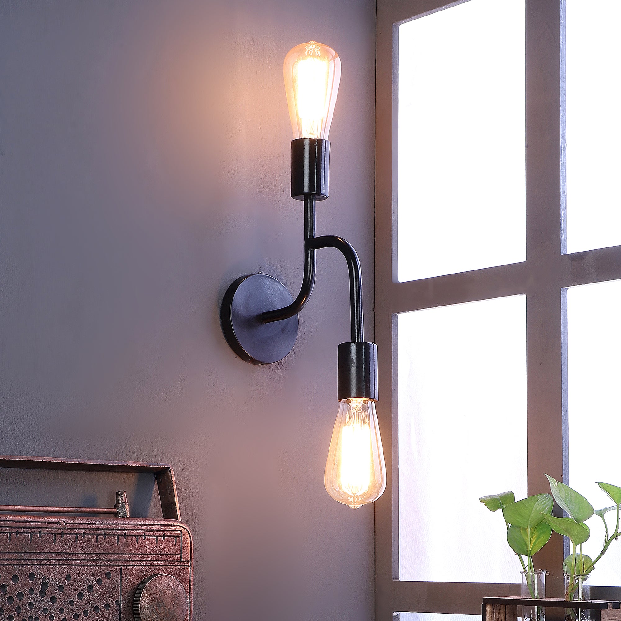 Flute Black Metal Wall Light