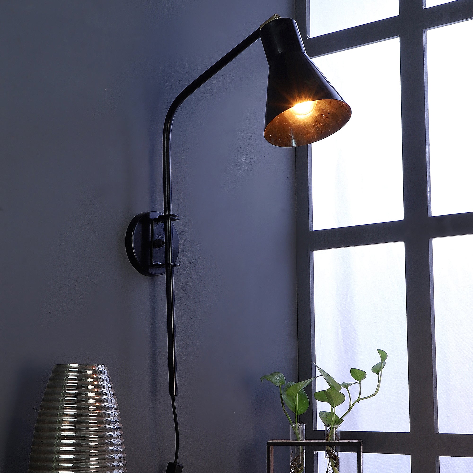 Swing Black Metal Wall Light