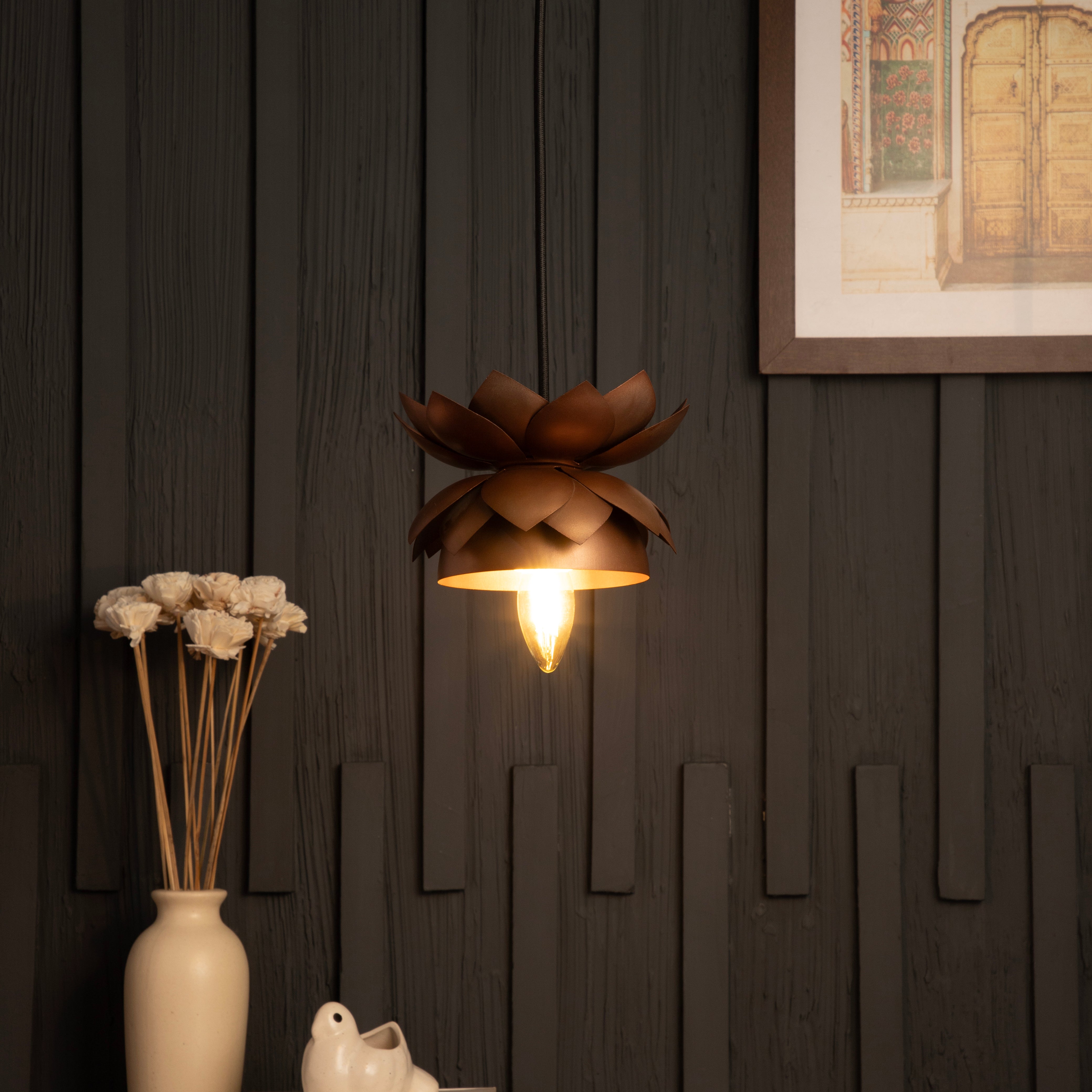 Lotus Copper Pendant Light by Shoppeefry