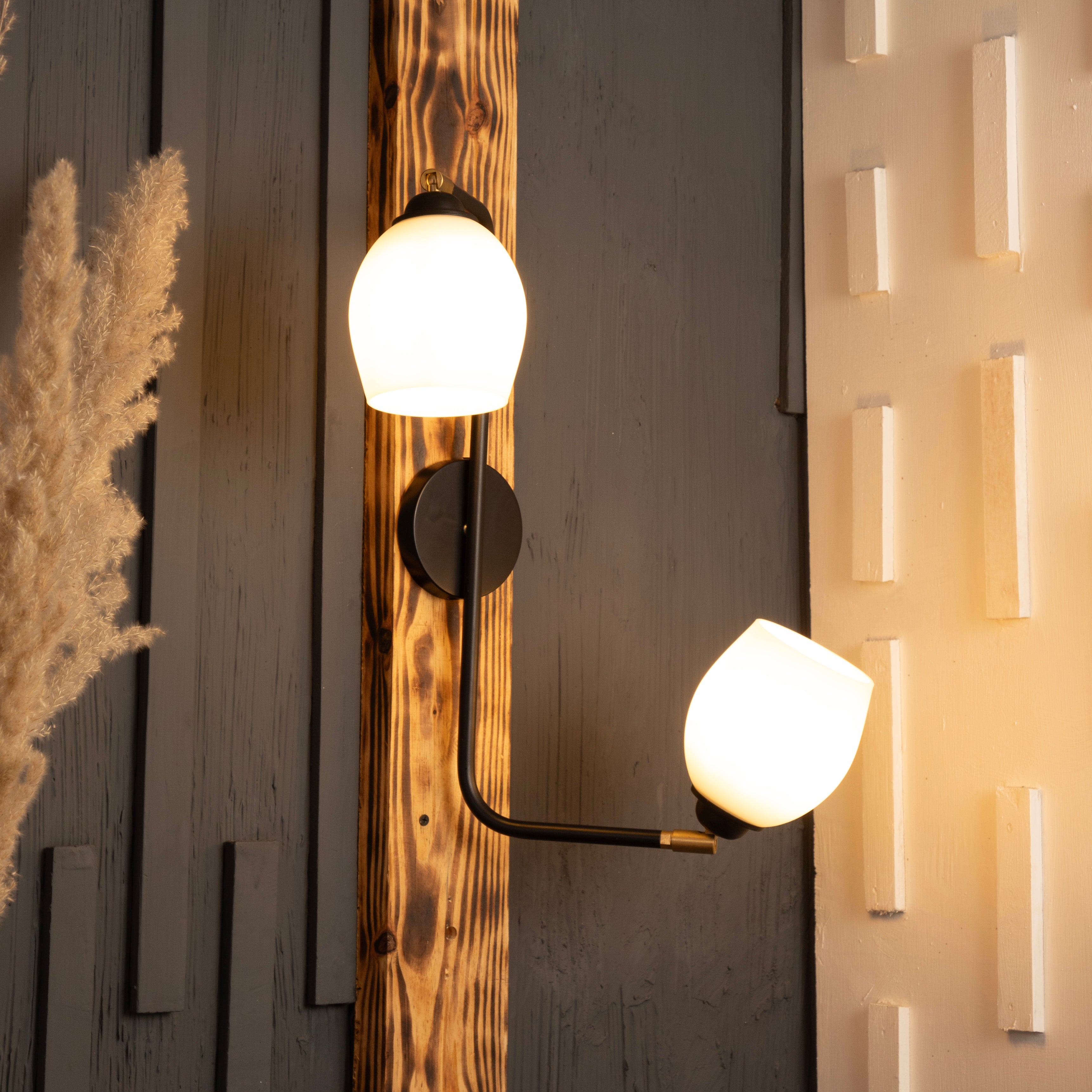 Chic milky white 2 light wall sconce by Shoppeefry