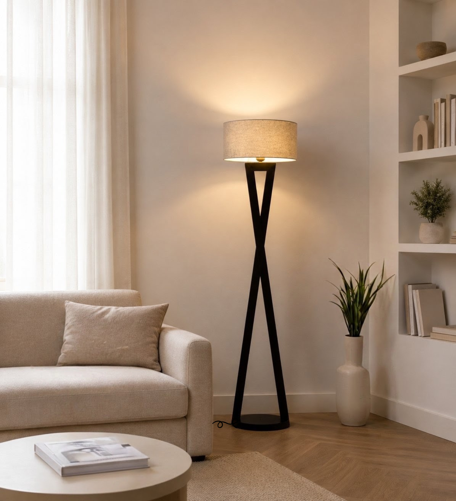 Hamptons Grey Metal Shade Club Floor Lamp with Metal Base