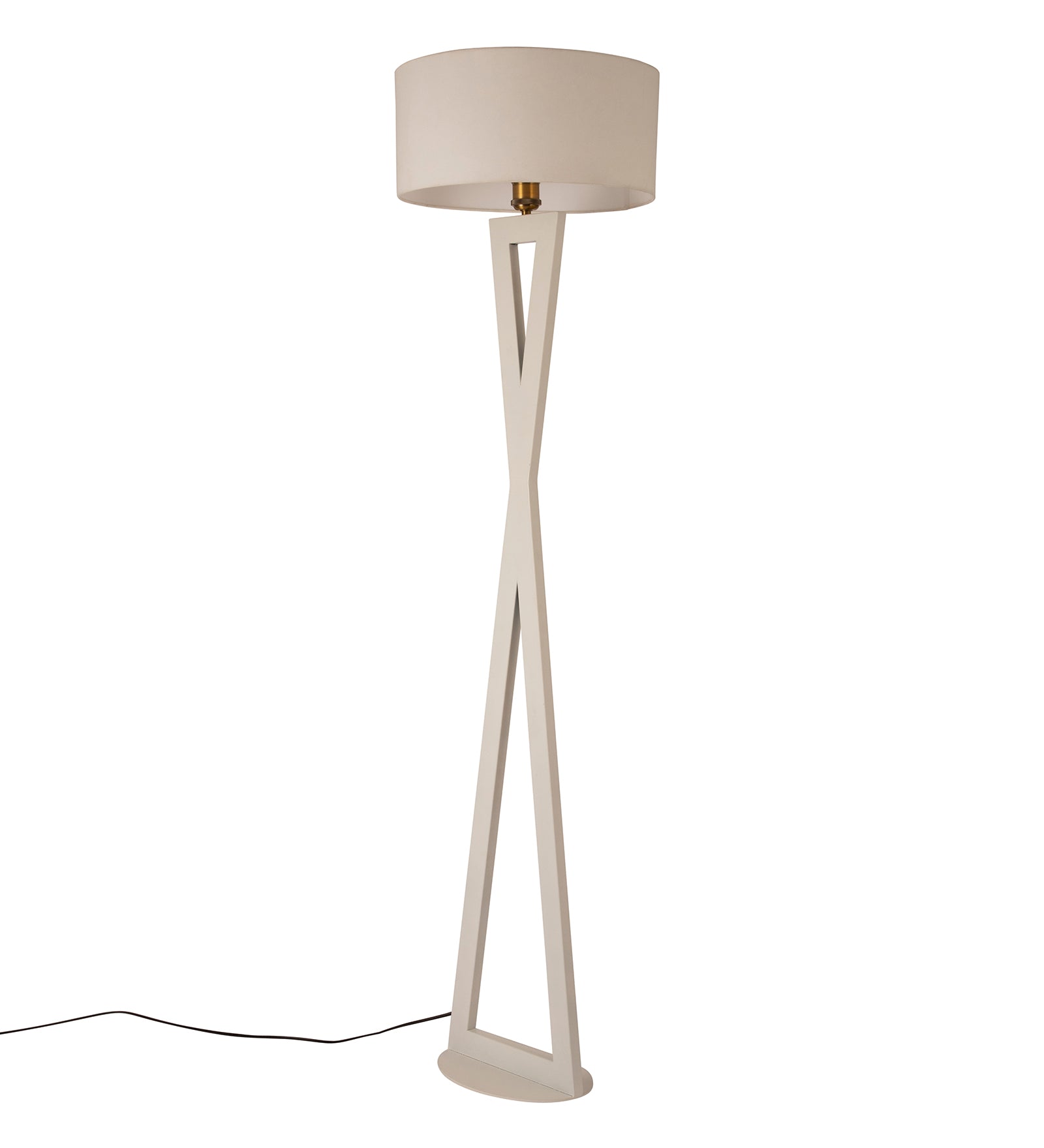 Hamptons White Metal Shade Club Floor Lamp with Metal Base