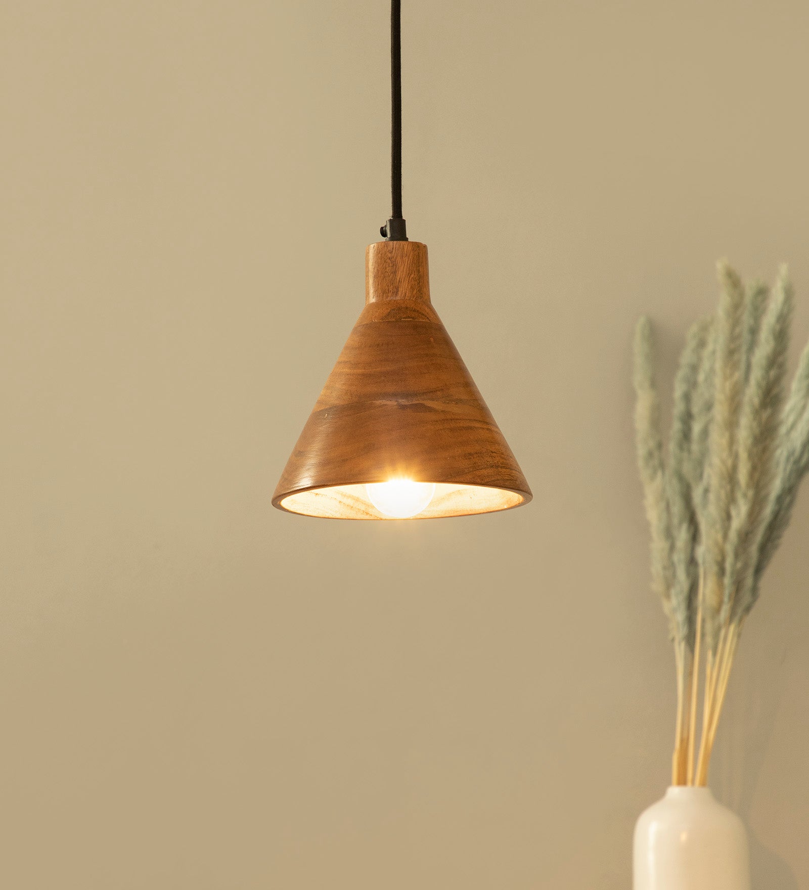 Teak Wood Cased Pendant Light