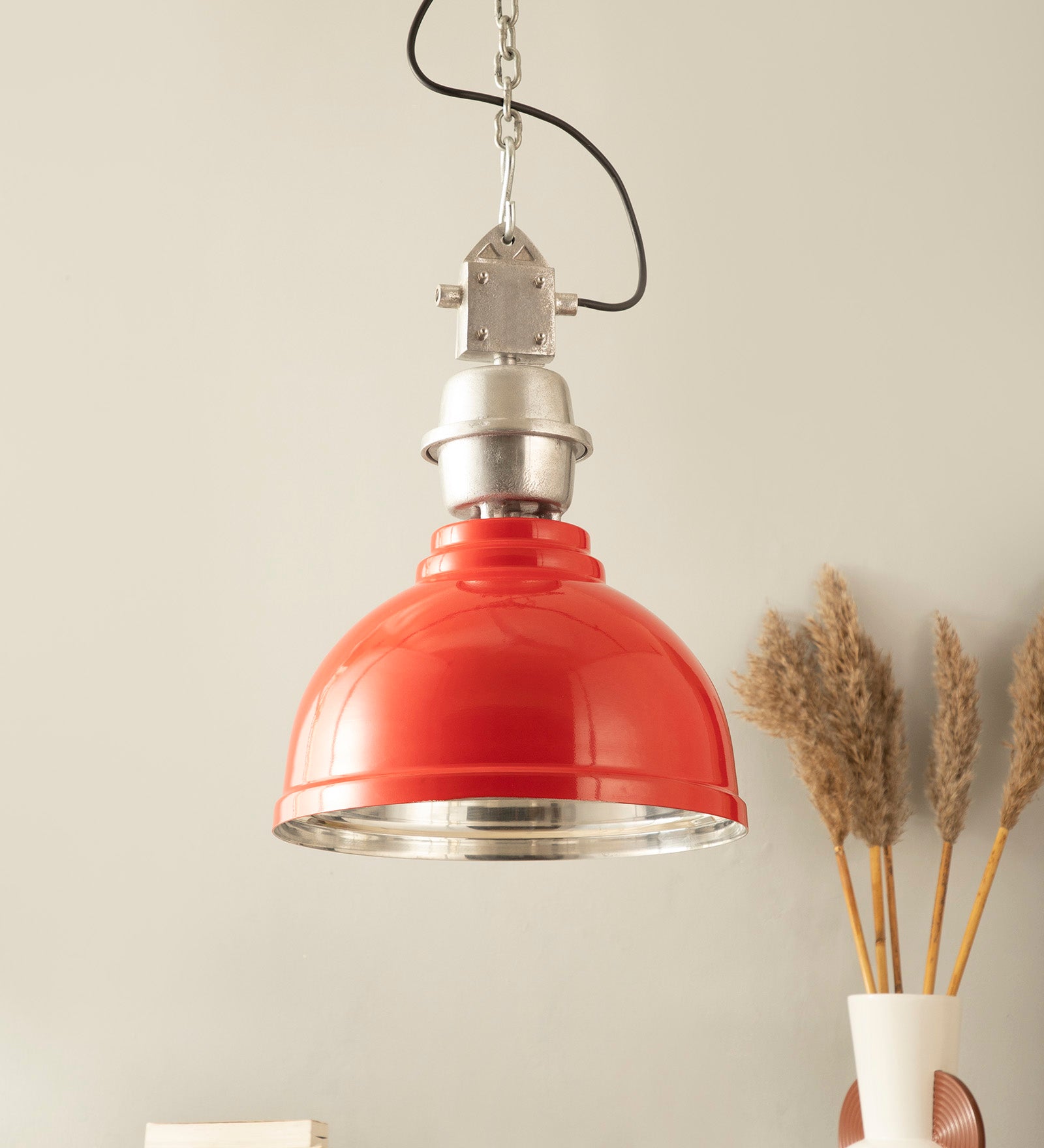 Ceramic Red Industrial Pendant Light