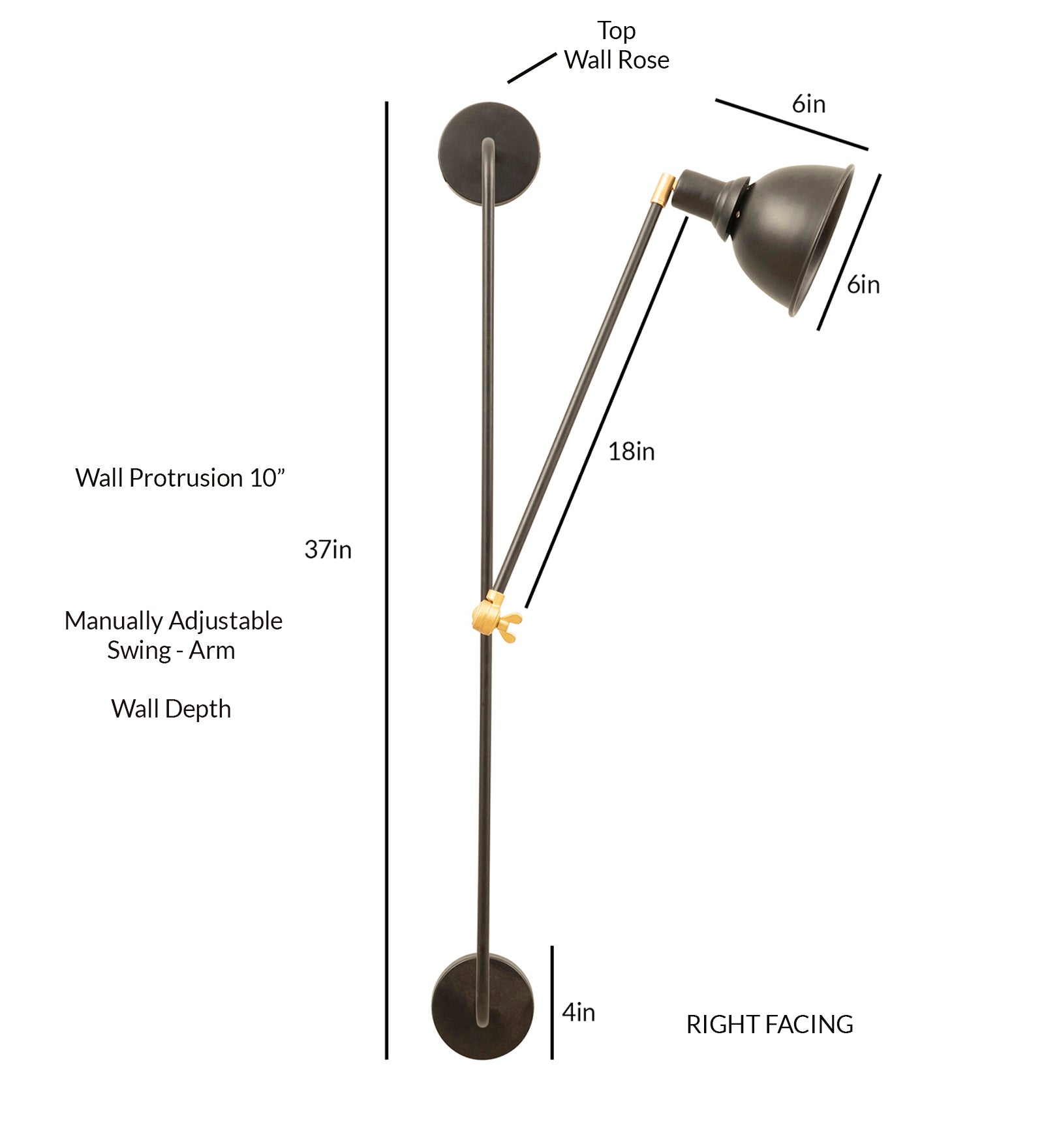 Swing Arm Corner Lamp Right Facing