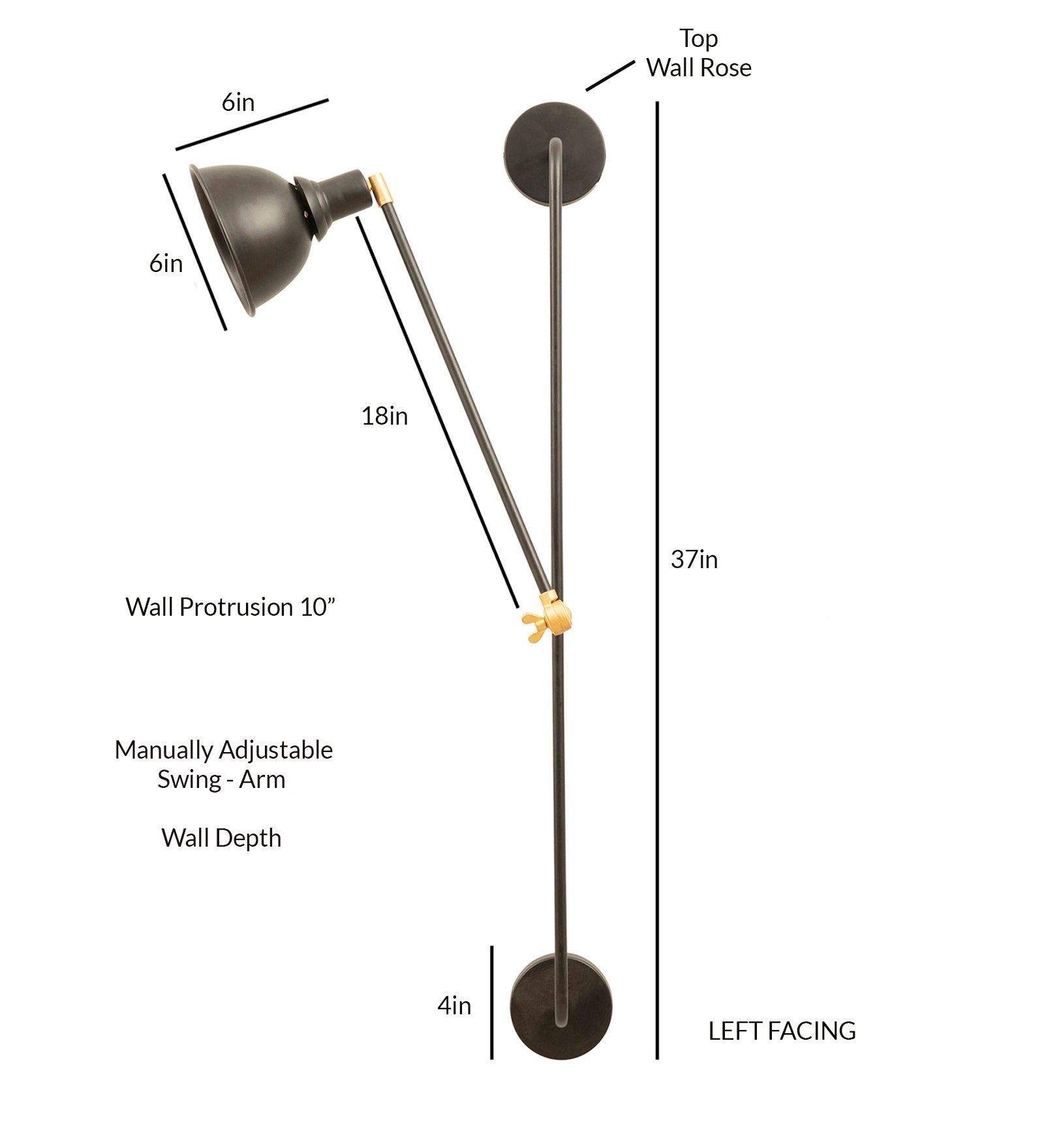 Swing Arm Corner Lamp Left Facing