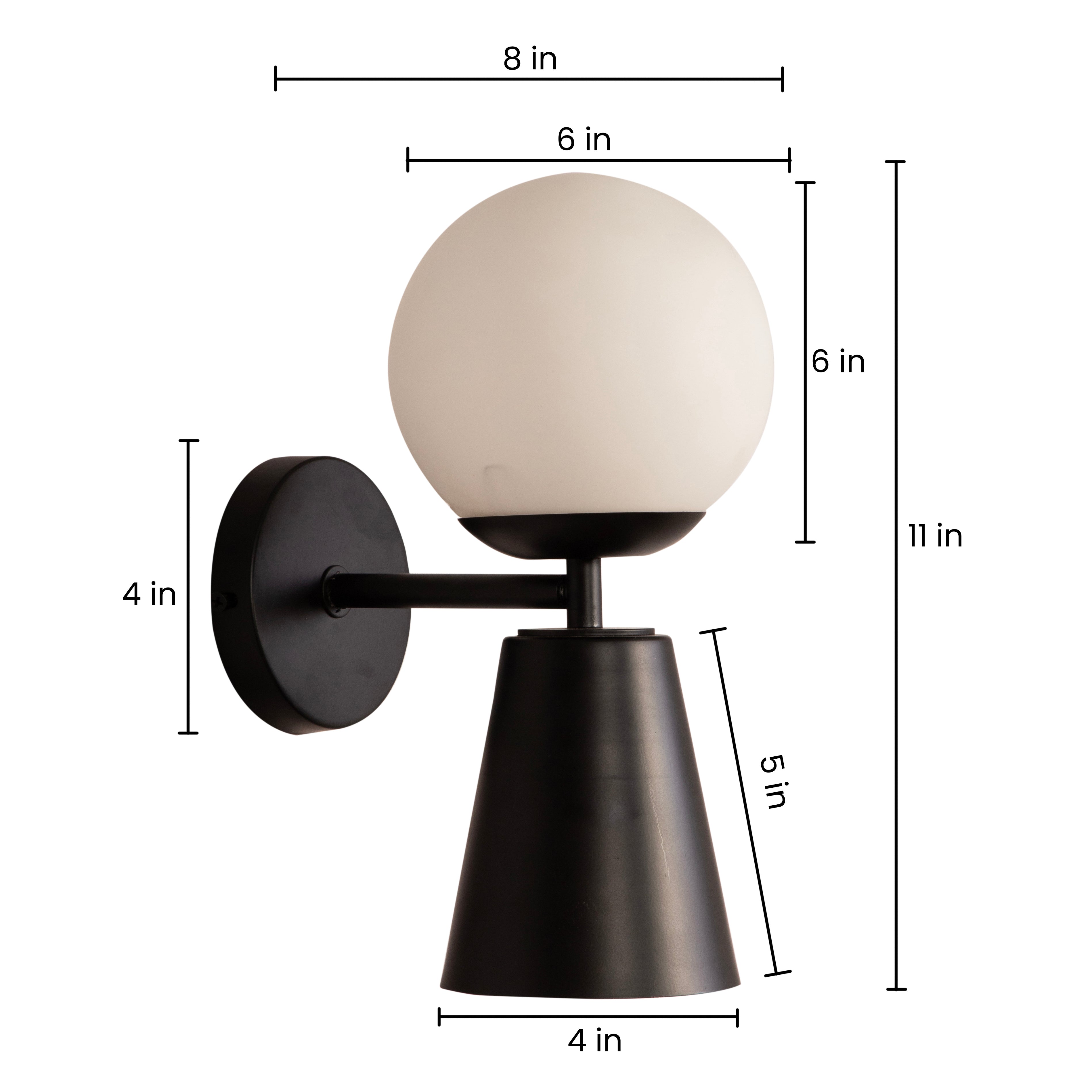 Mid Century Globe Black Wall Light By Shoppeefry