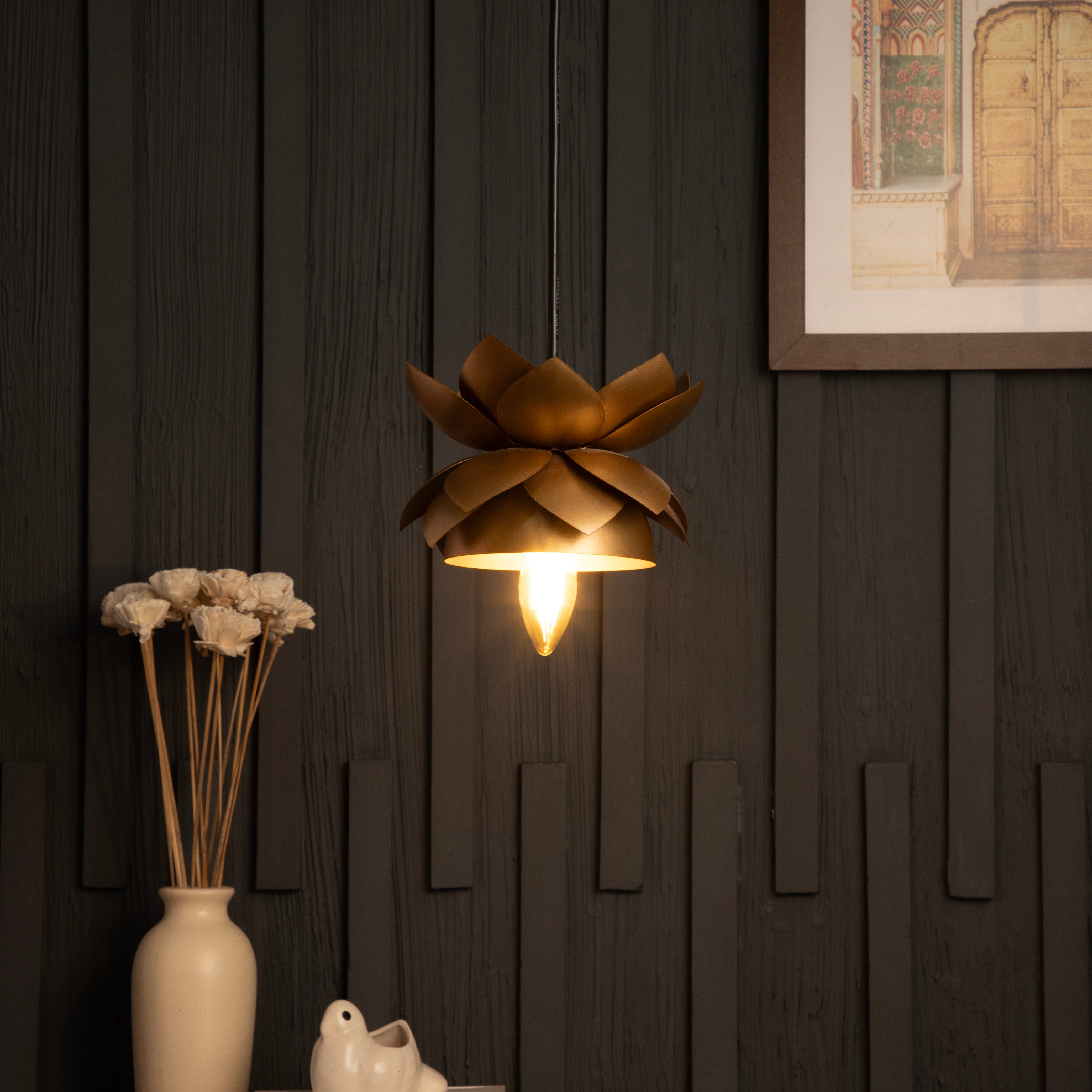 Lotus Gold Pendant Light designer hanging light for dining room