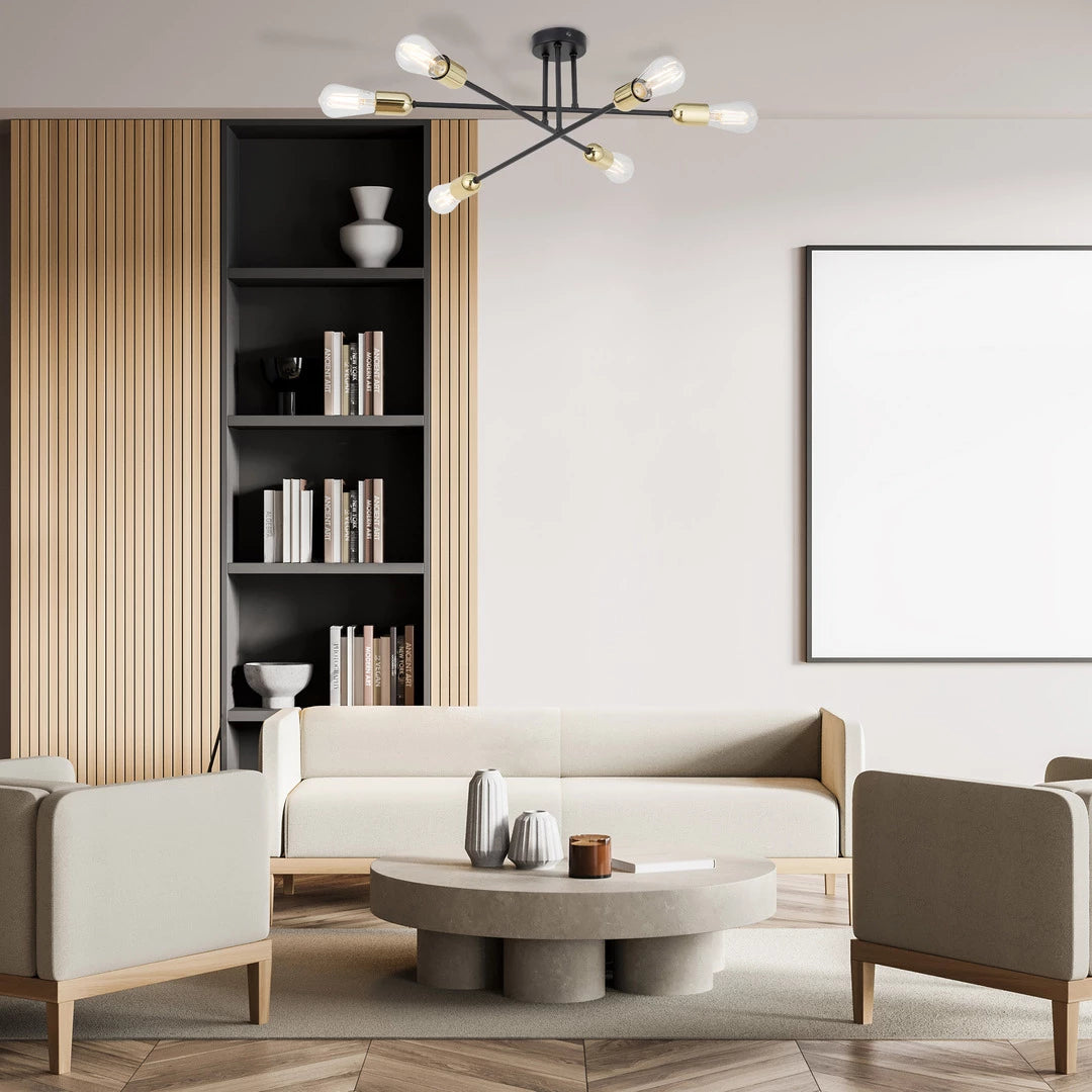 Six Head Sputnik Black Mordern Chandelier